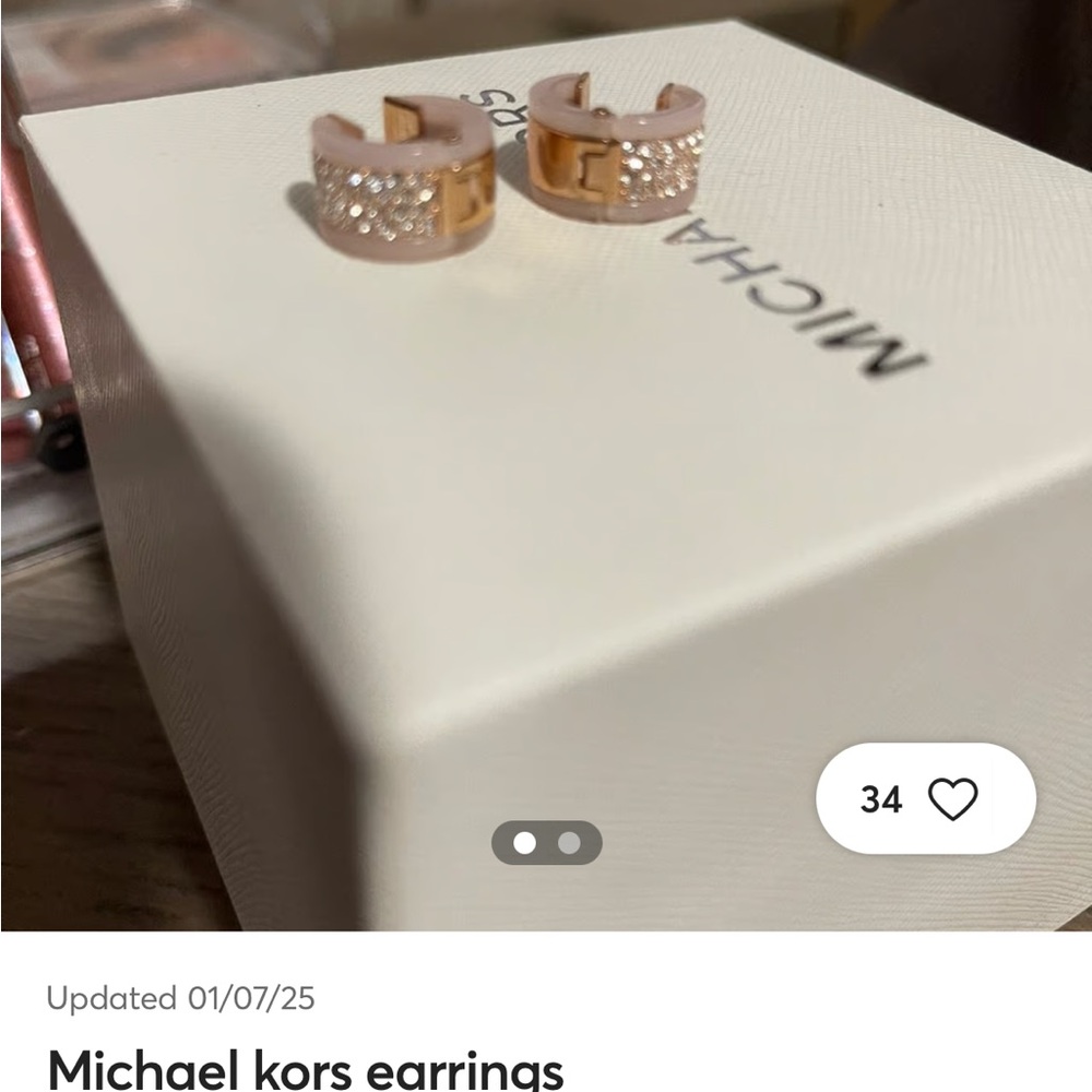 Michael Kors Pink and Gold Hoop Earrings